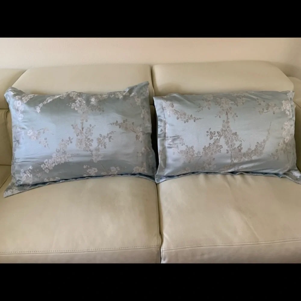 Elegant Blue Floral Accent Pillows